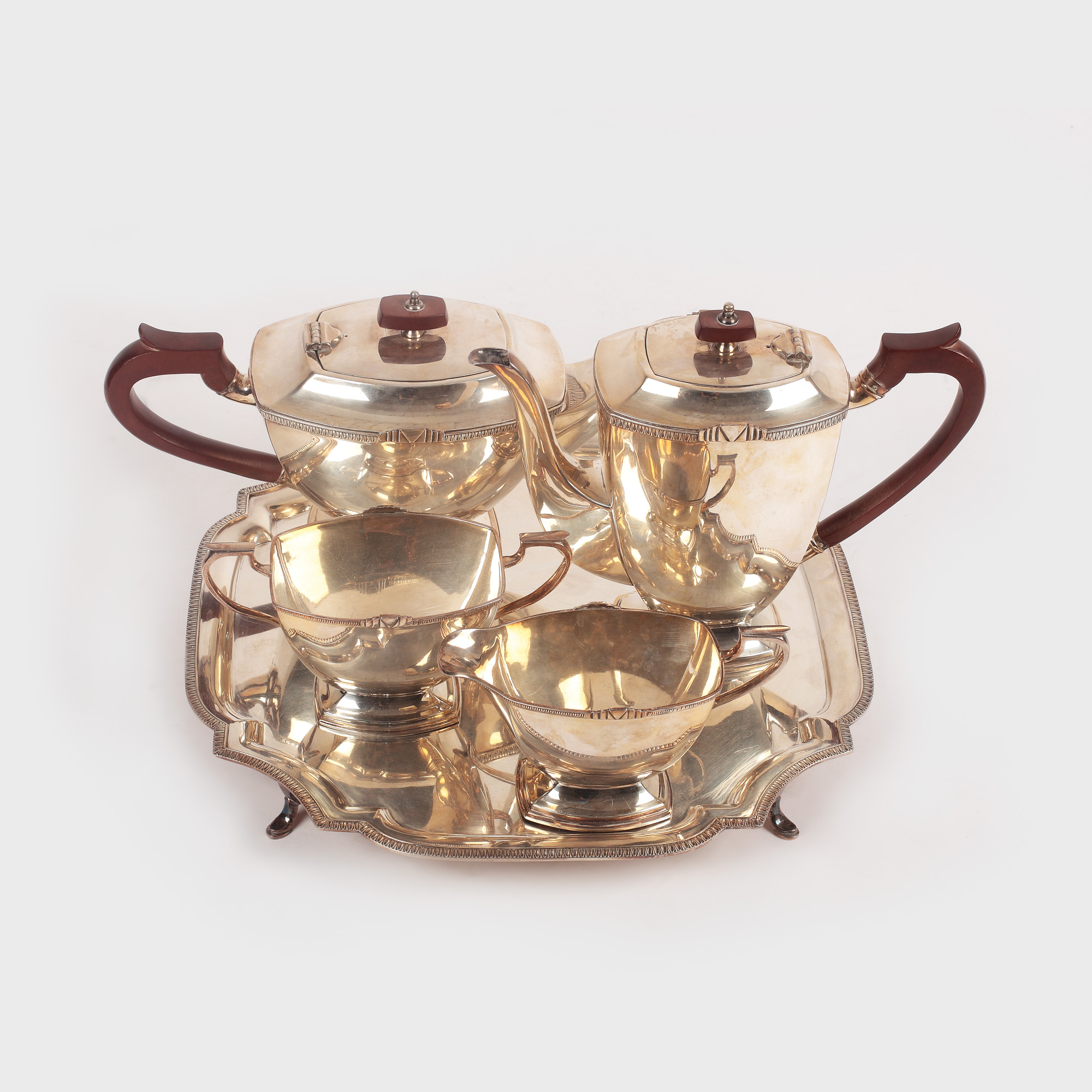 Serviciu Art Deco, argintat Poston, pentru cafea/ceai, cca. 1930