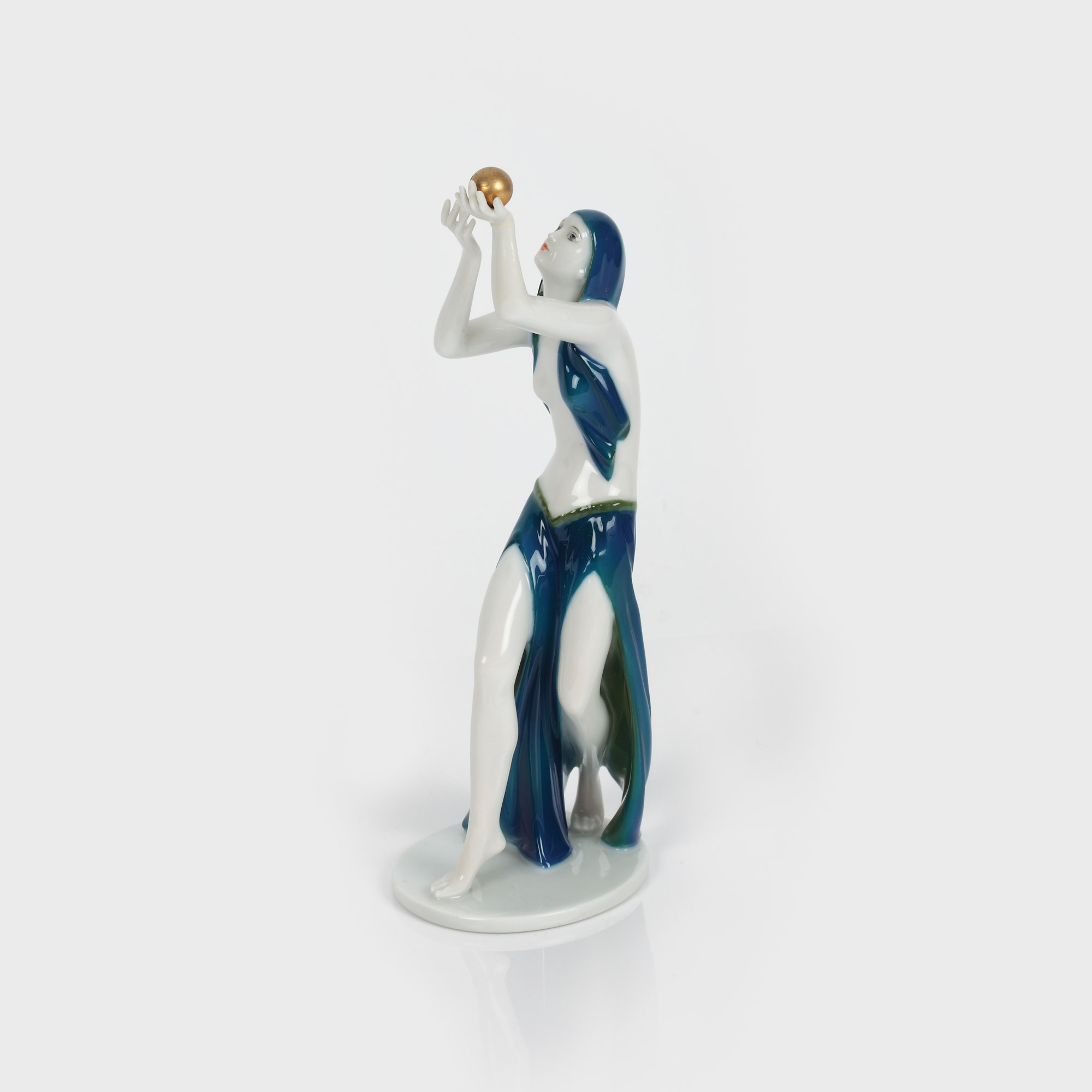 Figurină Rosenthal, porțelan pictat, reprezentând o dansatoare babiloniană, 1940