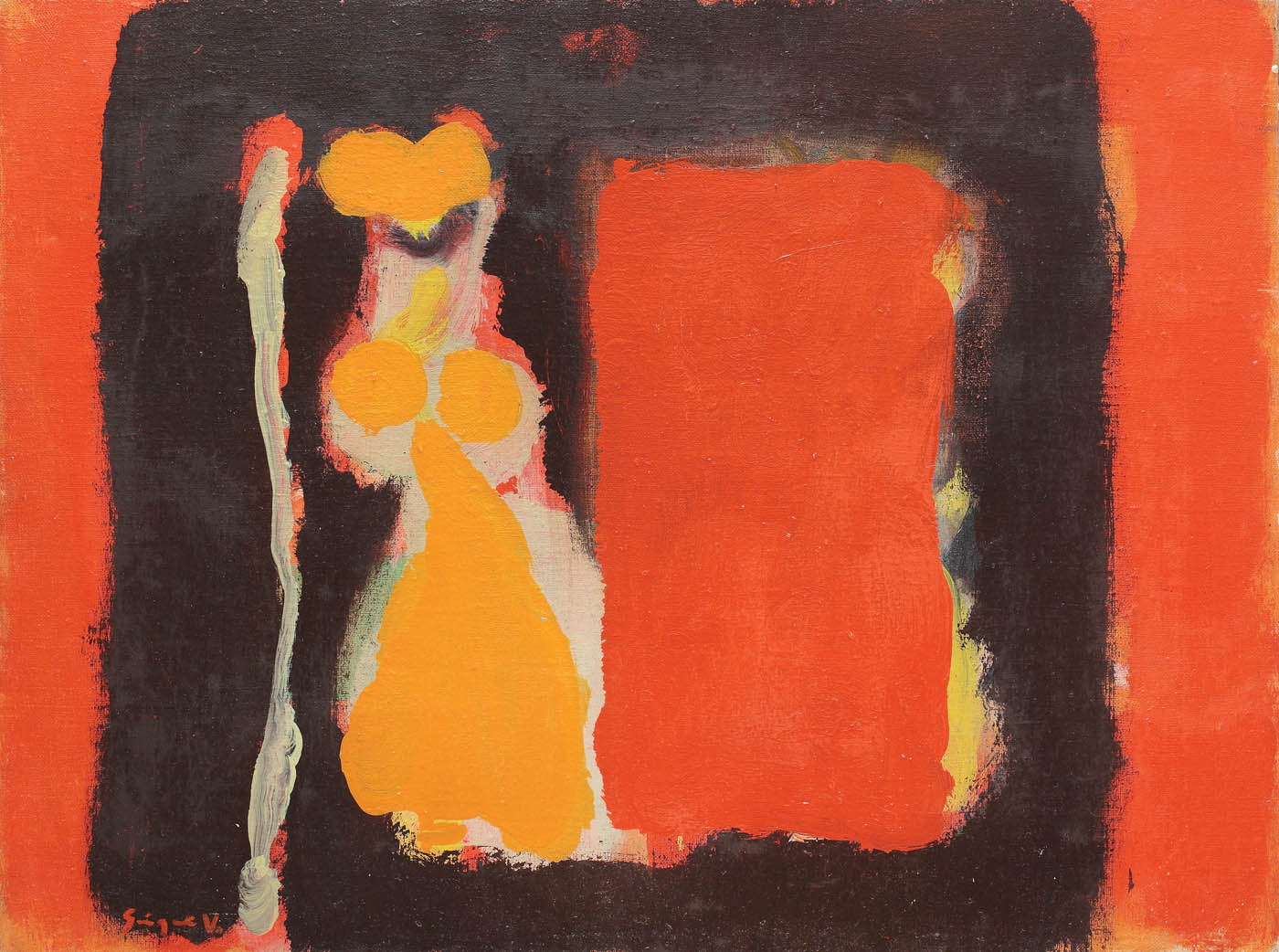 Model near a red curtain