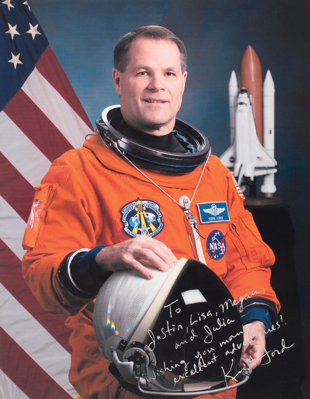 Fotografie cu o dedicație olografă a astronautului american Kevin Ford