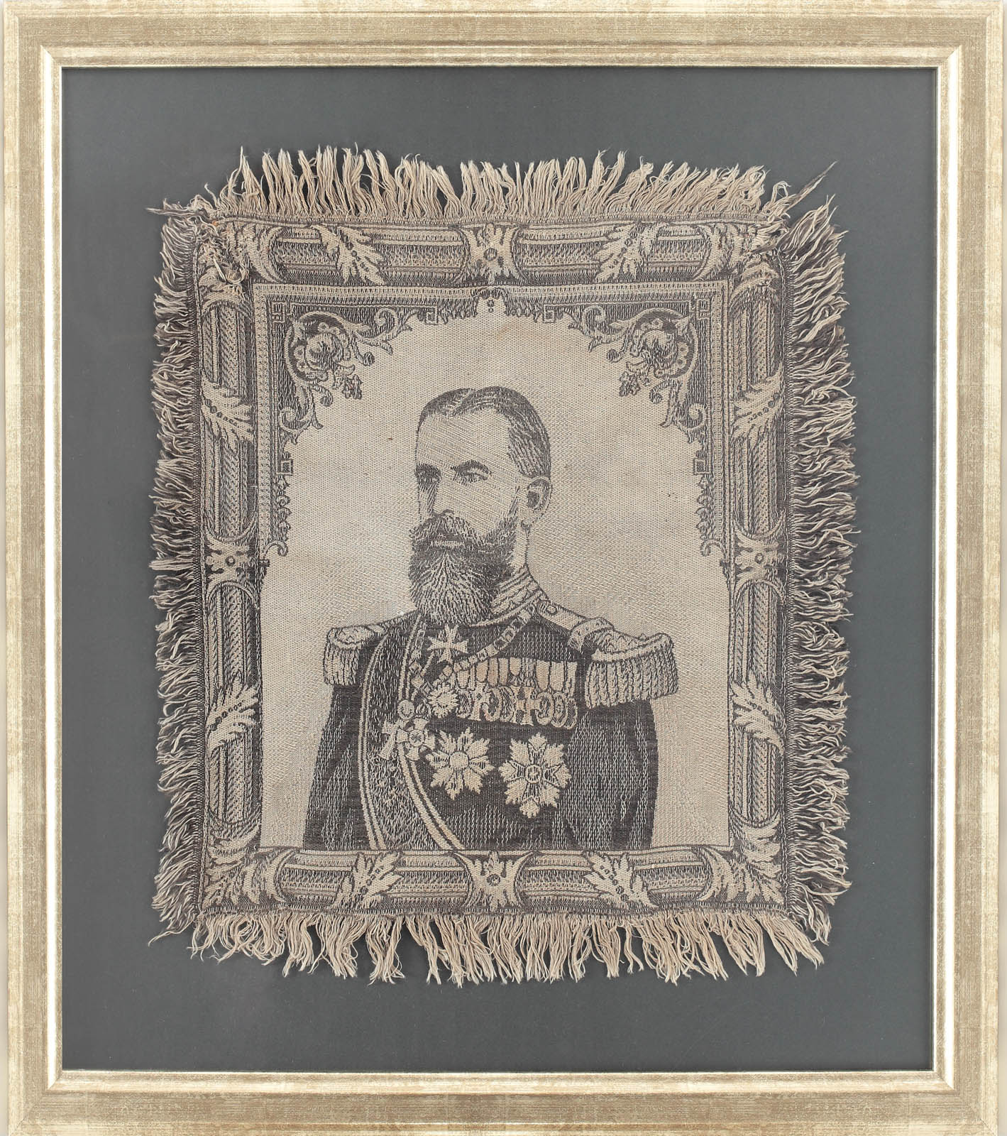 Portretul Regelui Carol I, broderie realizată manual, cca. 1906