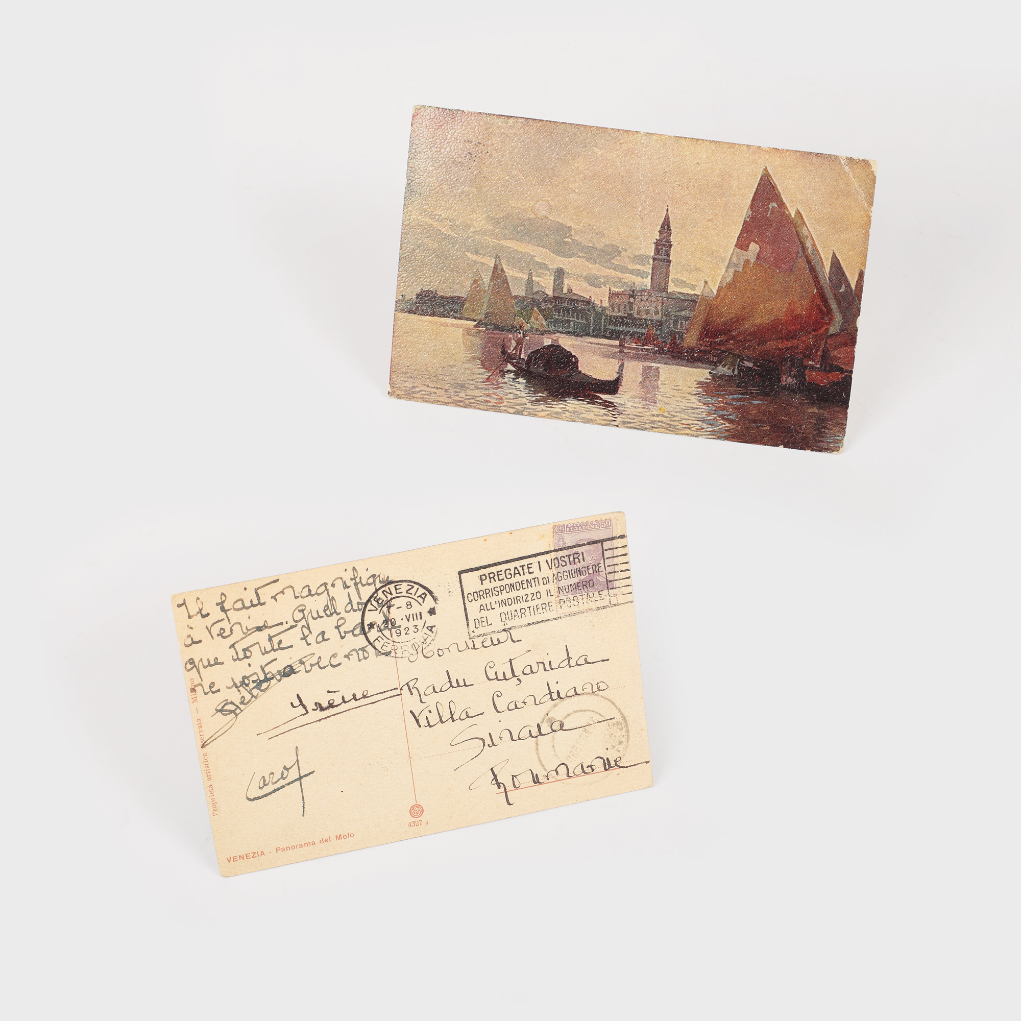 Carte poștală trimisă de viitorul rege Carol al II-lea către diplomatul Radu Cuțarida, Veneția, 1923