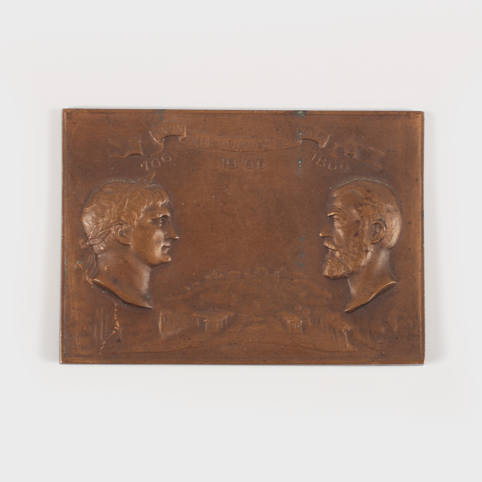 Placheta "Părinților Neamului Românesc", bătută de Societatea Numismatică Română, sculptată de Carol Storck, 1906