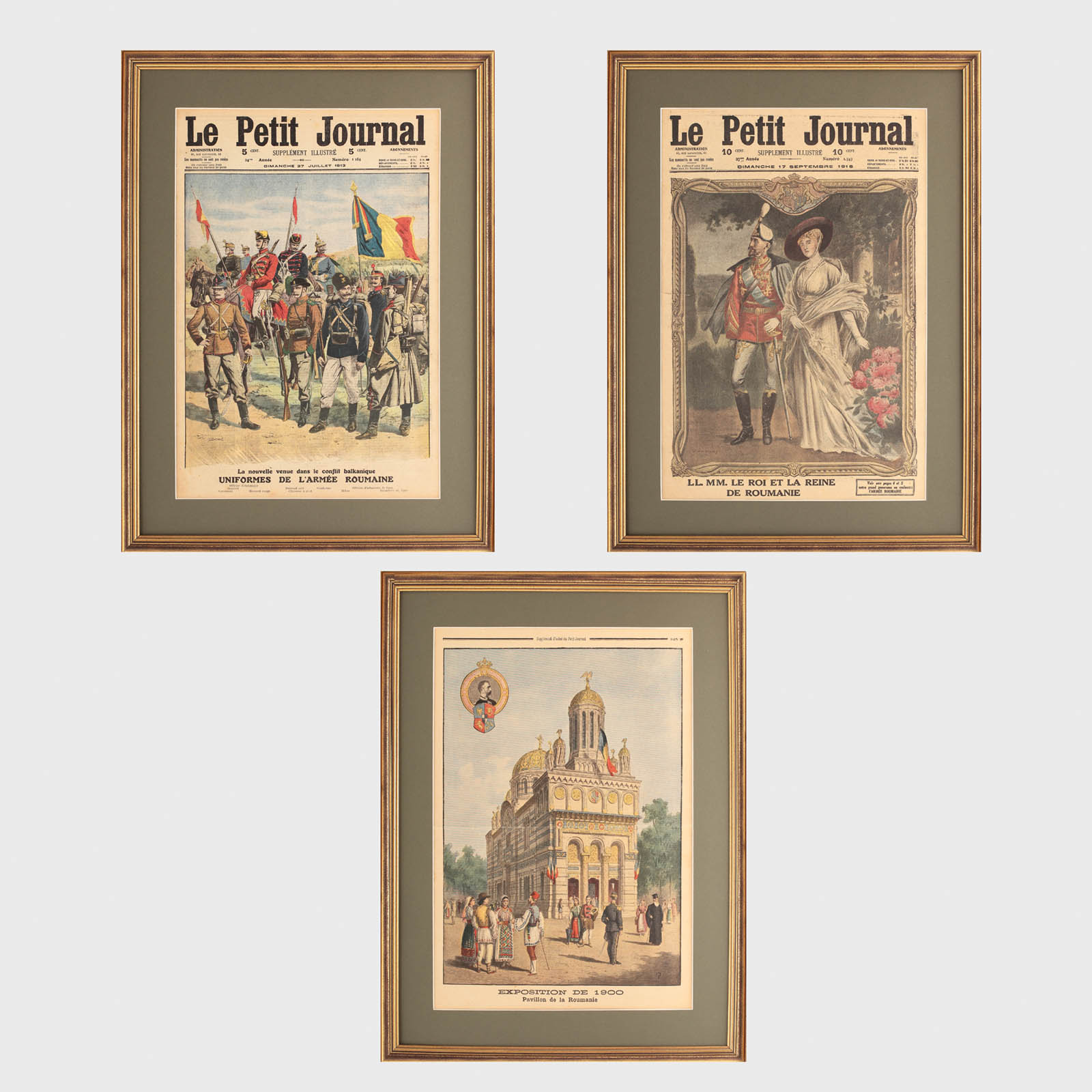 Lot format din 3 cromolitografii, România în timpul Regelui Carol I, supliment al ziarului ilustrat "Le petit journal"