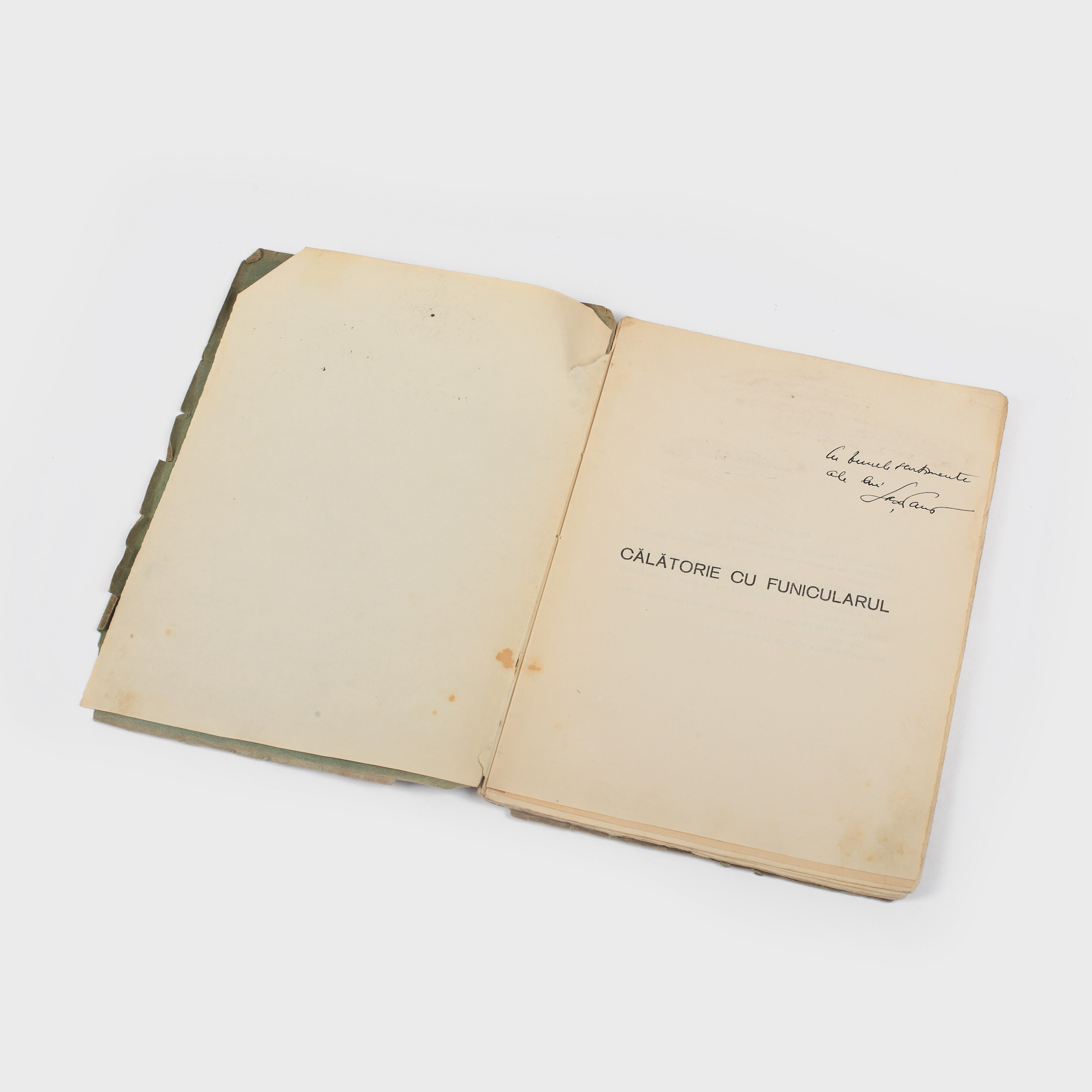 Saşa Pană, „Călătorie cu funicularul”, cu un portret de M.H. Maxy și dedicaţia olografă a autorului, Bucureşti, editura UNU, 1934, tiraj limitat (exemplarul 168/361)