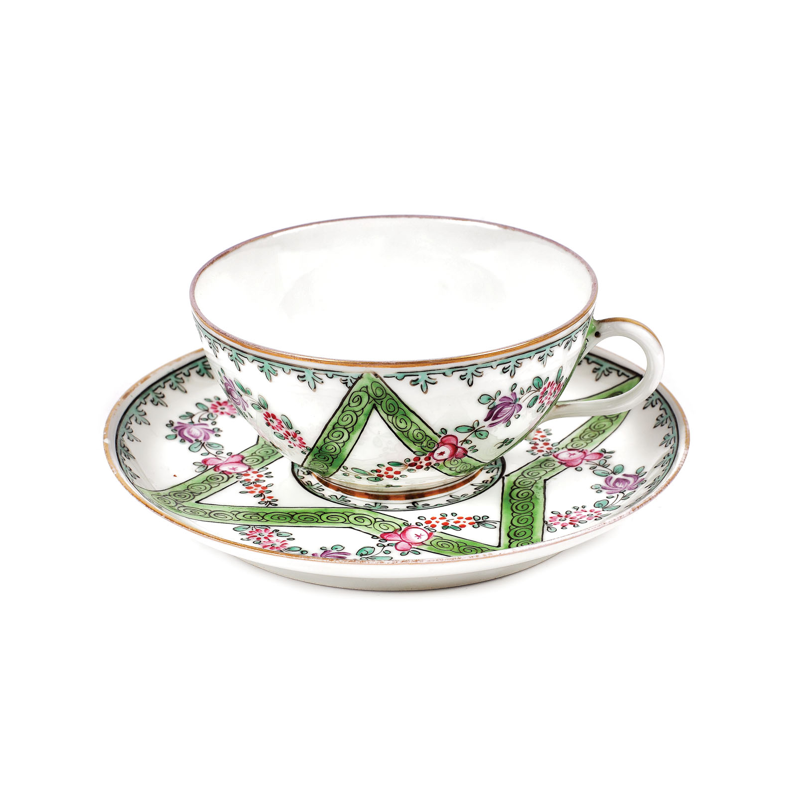 Porcelain cup and plate, for tea or coffee, ca. 1890, from Acad. Alexandru Balaci's family collection