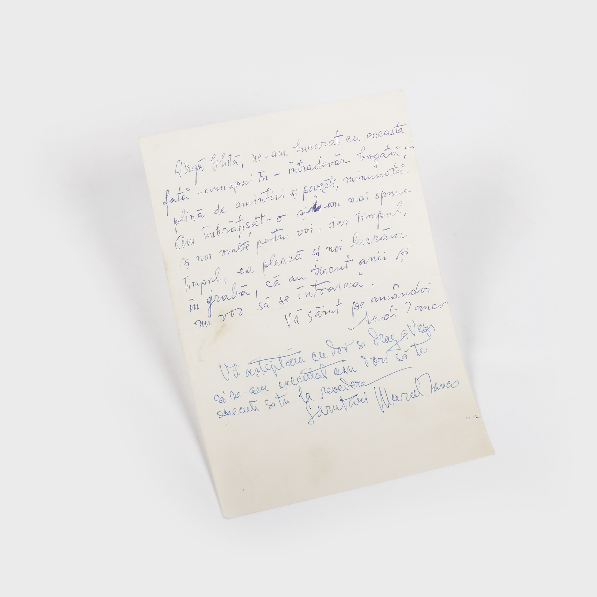Scrisoare olografă Medi și Marcel Iancu către Stephan Roll, 1 filă, anii '70