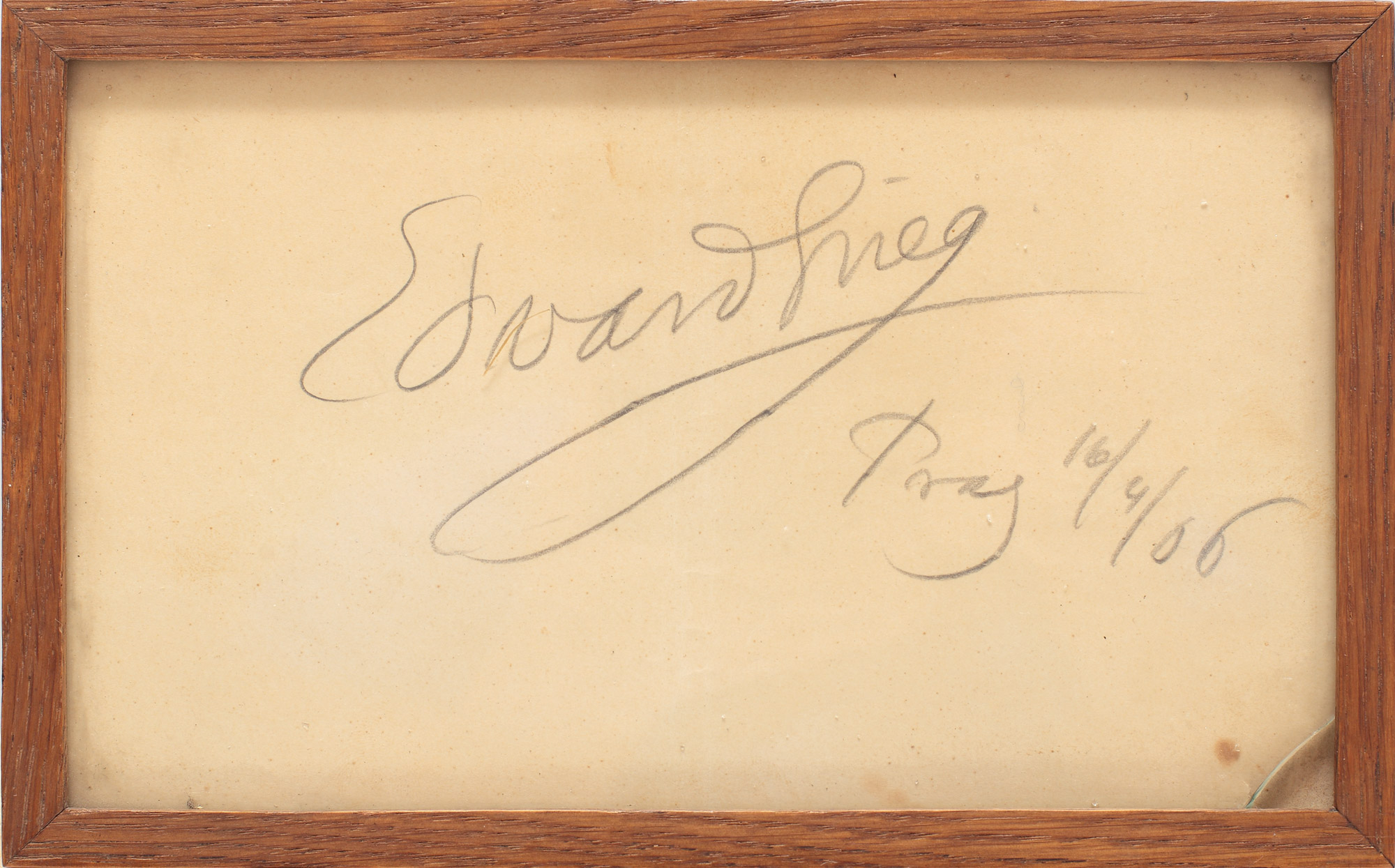 Autograful compozitorului Edvard Grieg, oferit lui George Enescu, cu ocazia concertului de la Praga din 1906