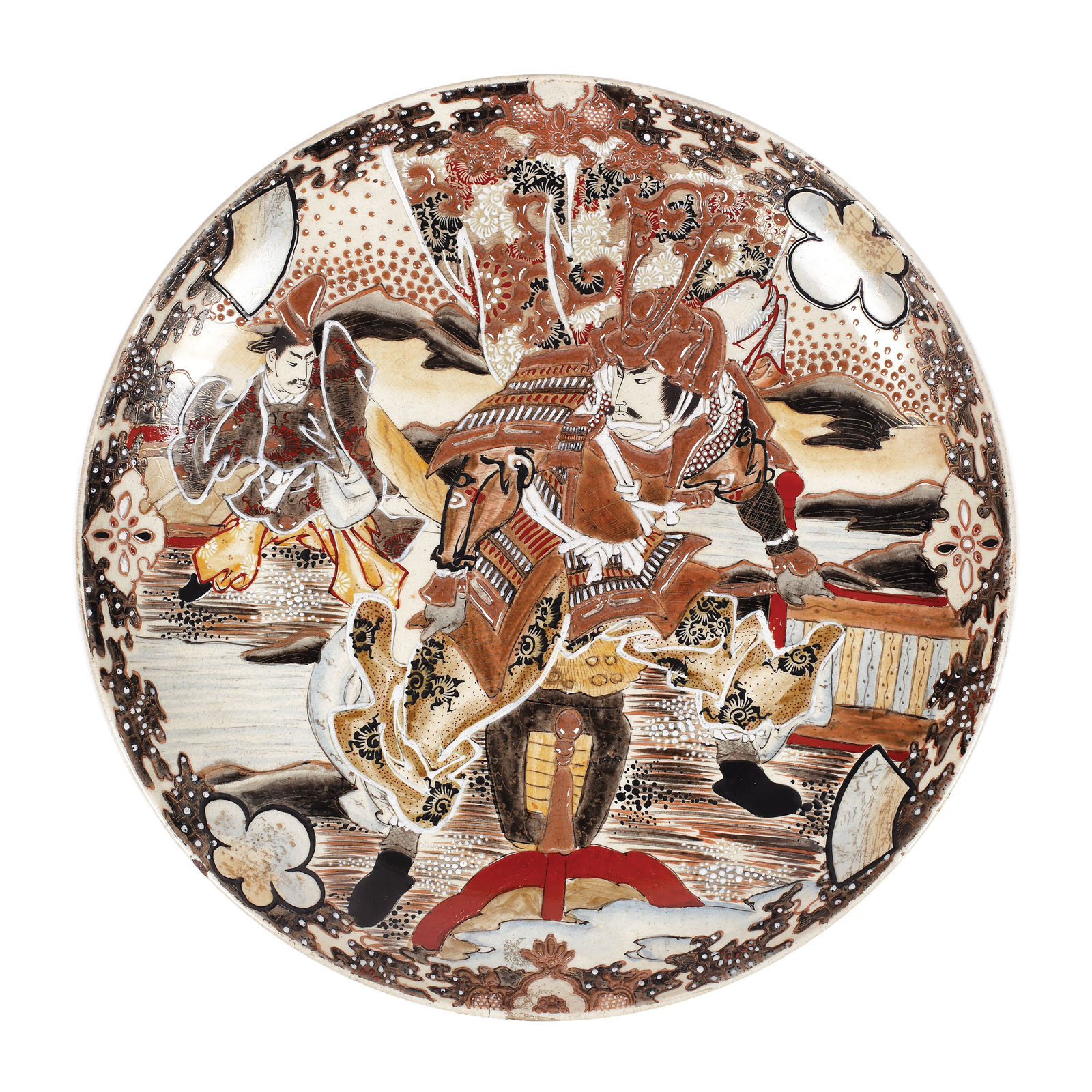 Japanese serving plate, representing a samurai, firs half of the 20th century, from Acad. Alexandru Balaci's family collection
