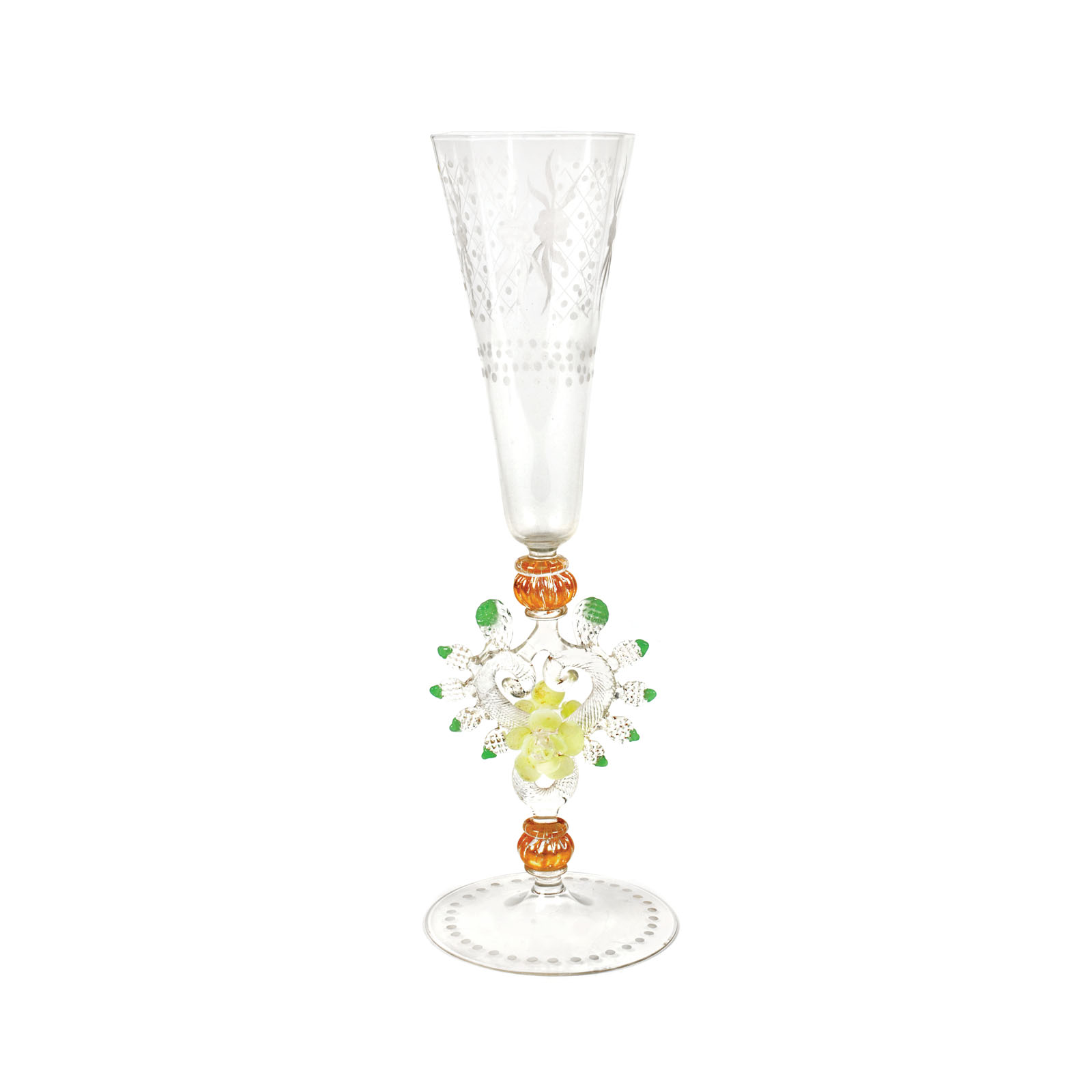 Murano flute, for champagne, from Acad. Alexandru Balaci's family collection