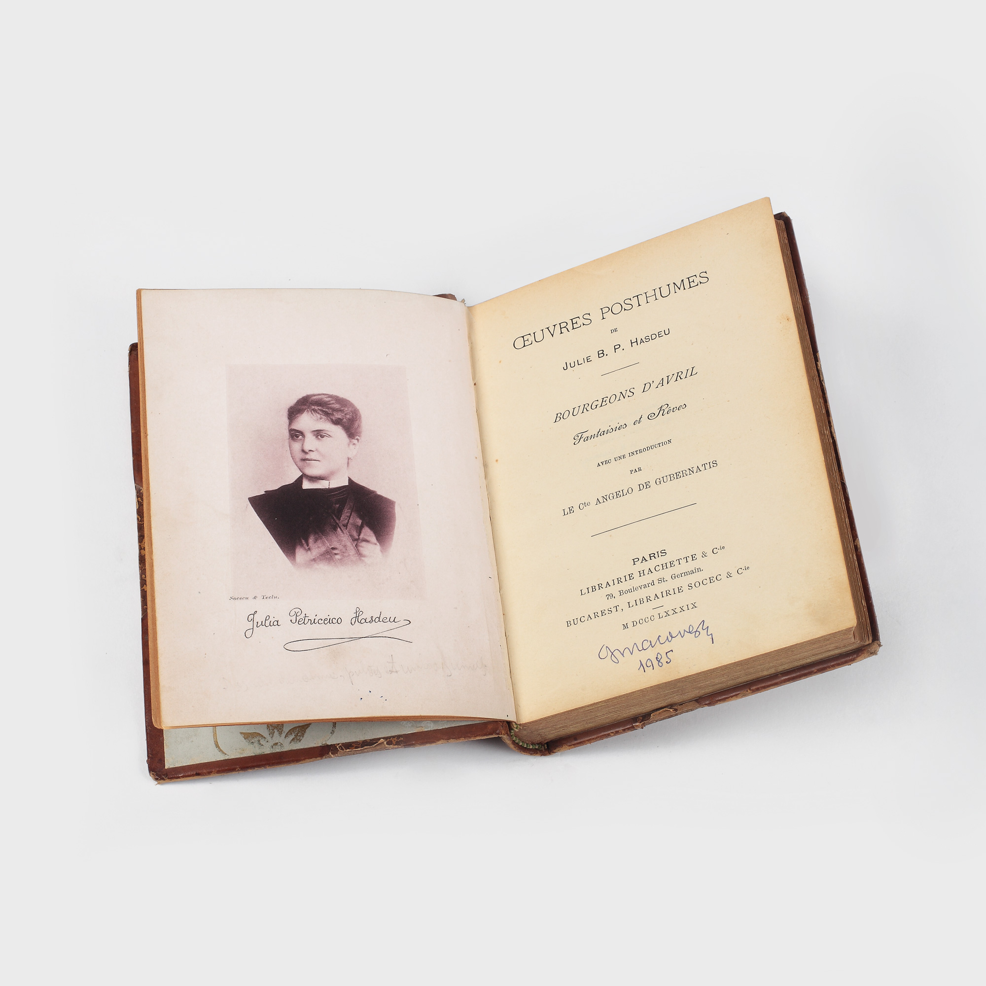 Iulia Hasdeu, Bourgeons d'Avril, 1889, Paris, provine din biblioteca personală a lui George Macovescu