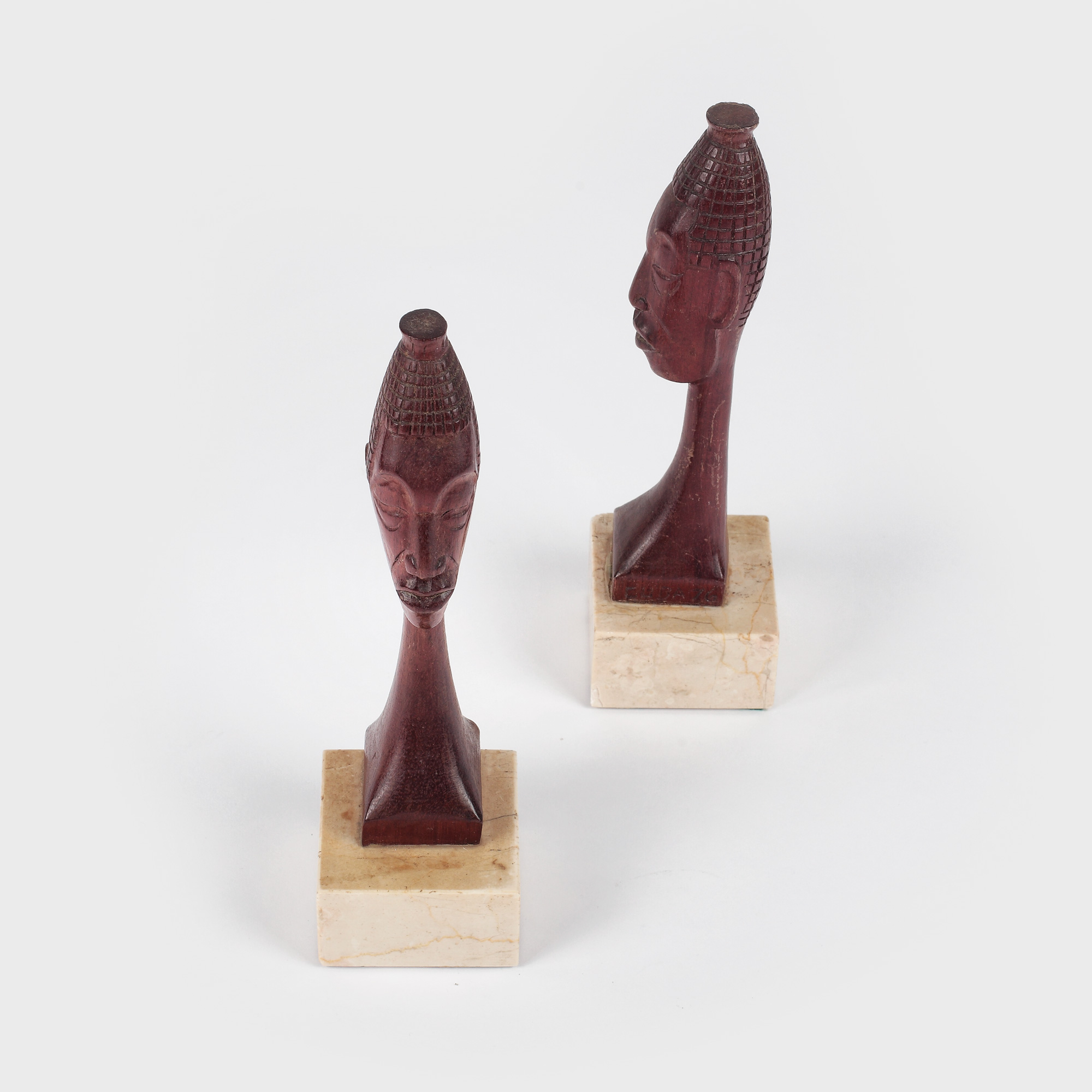 Set format din 2 busturi bărbăteşti, sculptură tradiţională cubaneză