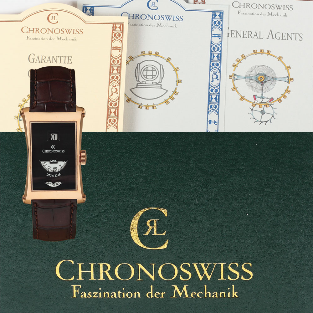 Ceas Chronoswiss, Digiteur, de mână, bărbătesc, din aur roz, ediţie limitată (ex. 43/99)