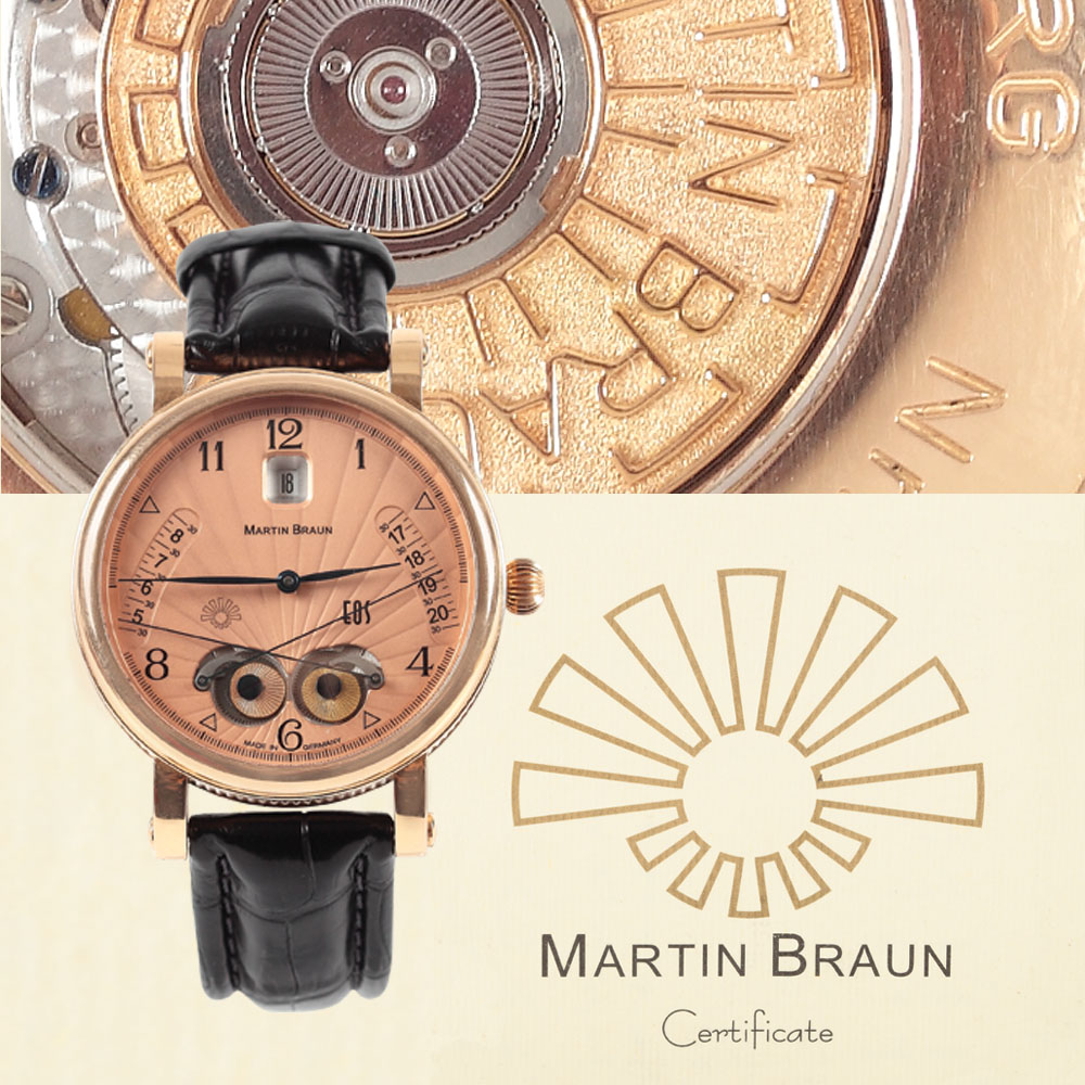 Ceas Martin Braun, de mână, bărbătesc, din aur roz, ex. 00 (prototipul), piesă de colecție
