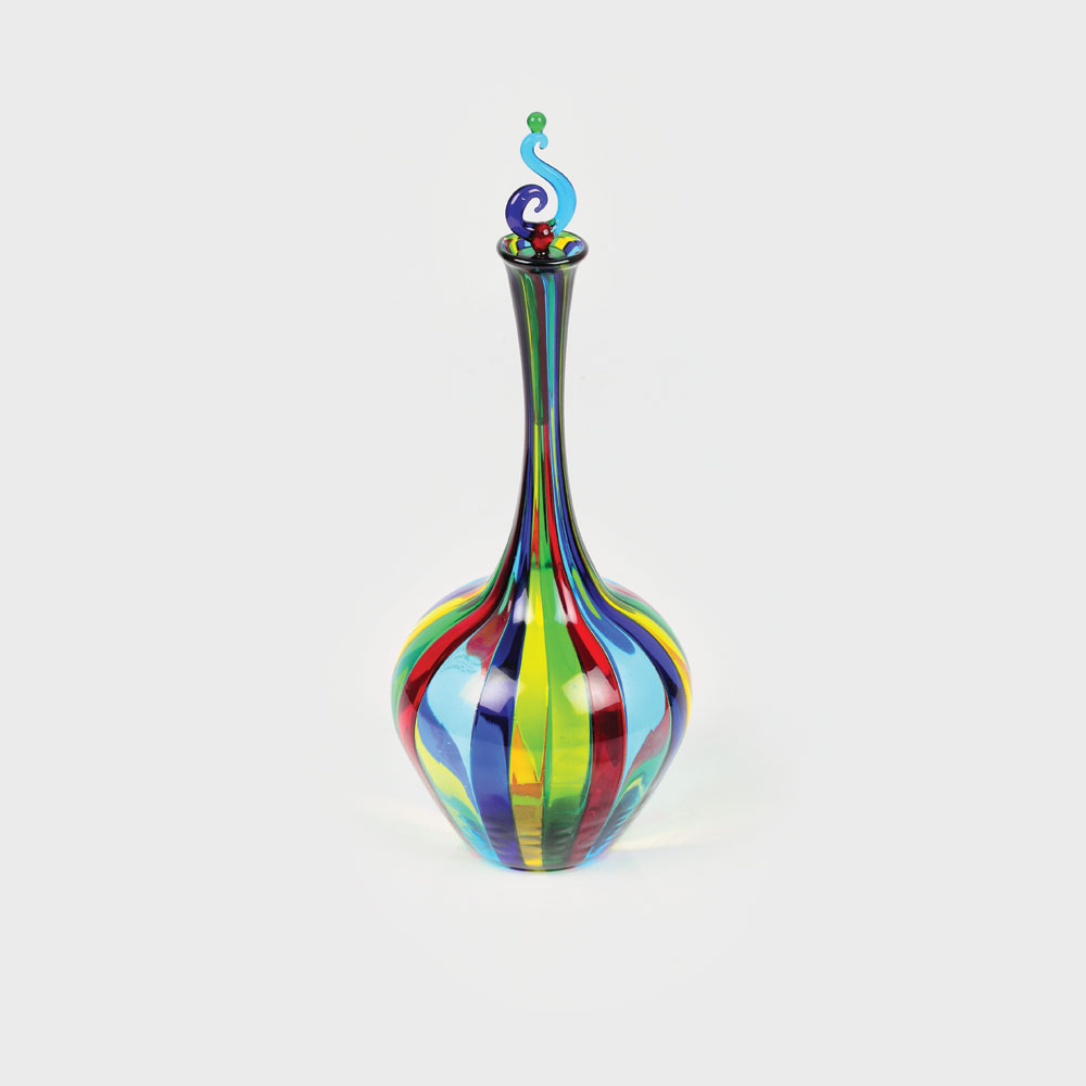 Carafă de Murano, decorată în tehnica tessuto, autor Angelo Ballarin, design contemporan