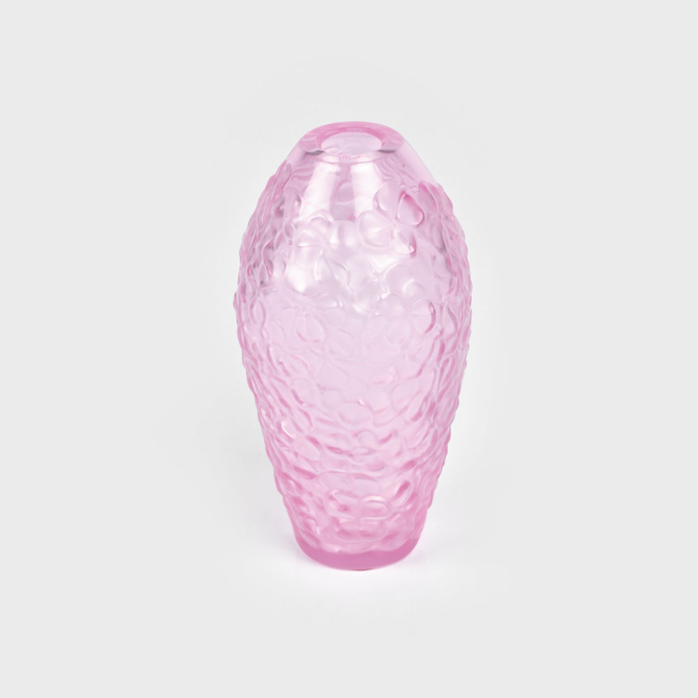 Delicat vas soliflor Lalique, decorat cu flori de liliac, design contemporan