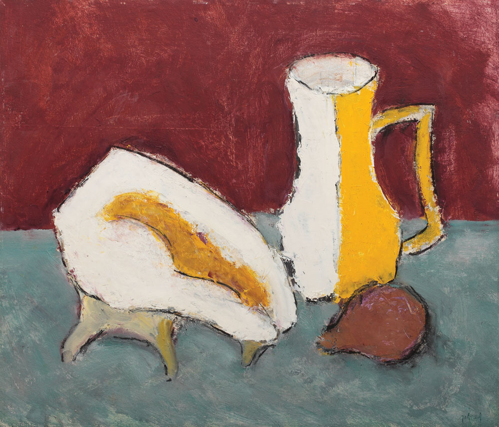 Still life with seashell and tea pot