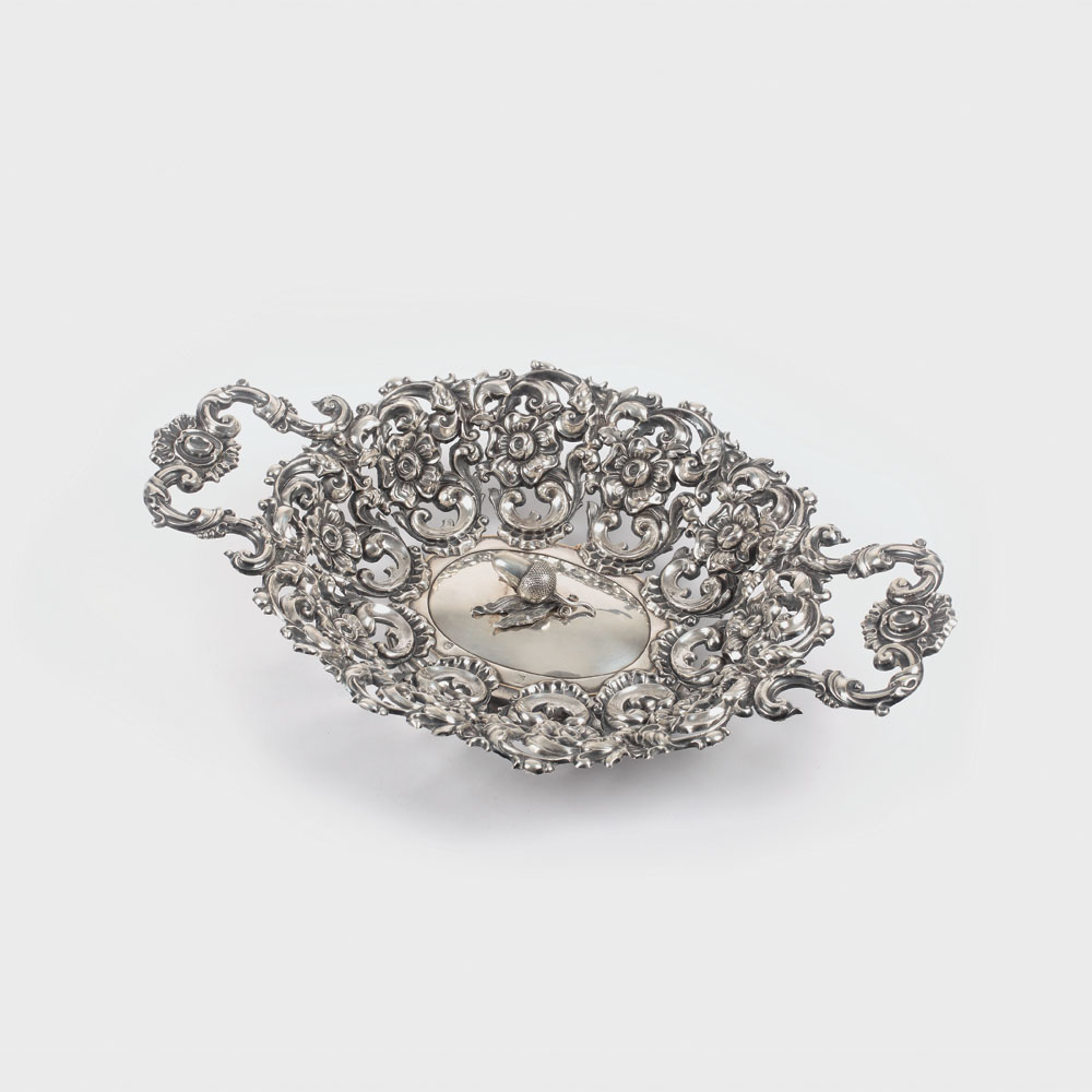 Coșuleț decorativ în stil Neo-rococo vienez, bogat decorat, 1865, piesă de colecție