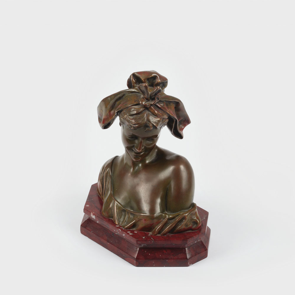"Ștrengărița" - piesă decorativă de birou, din bronz, sculptor Gustav Delgado, sfârșitul sec. XIX