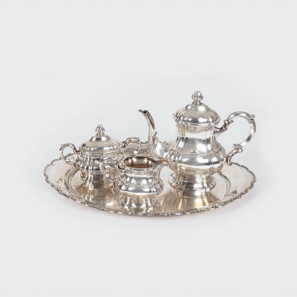 Serviciu Biedermeier de ceai, din argint Christian Heise, cca. 1915