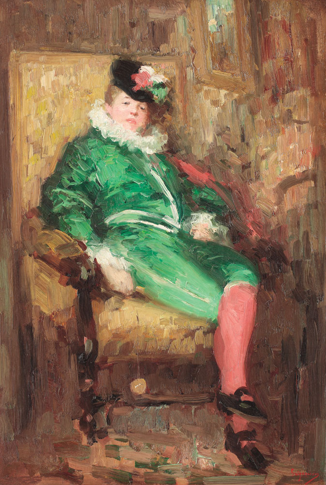 Costum verde de bal (Colombina în verde)