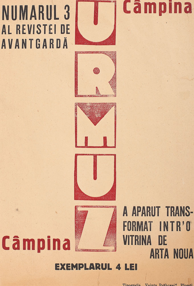 Afiș publicitar editat de revista 'Urmuz' cu ocazia apariției numărului al treilea, raritate extremă