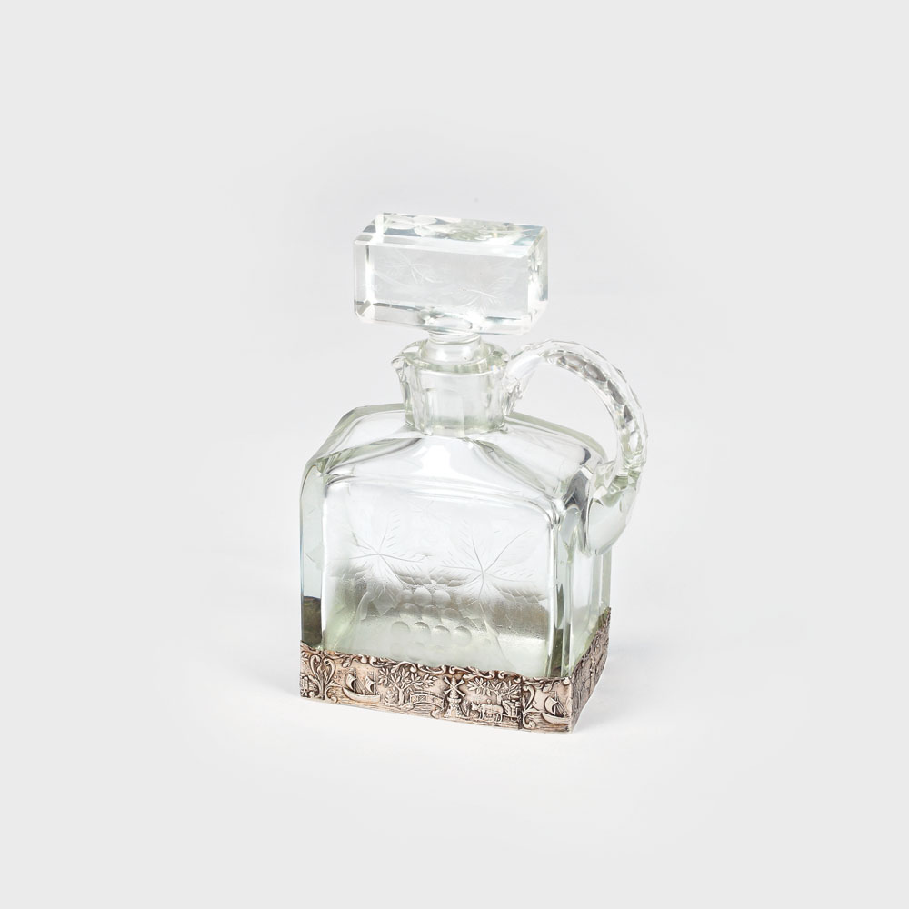Carafă Art Deco din cristal în montură de argint Wolhelm Weinranck, anii '20