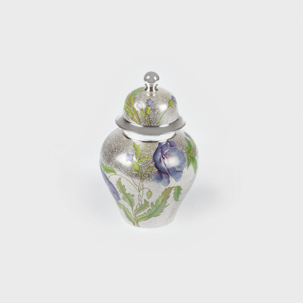 Vas Rosenthal cu capac, pictată cu anemone și argint, cca. 1935