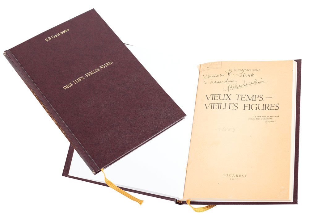 N. B. Cantacuzene, "Vieux Temps - Vieilles Figures", 1940; cu dedicația olografă a autorului către Frederick Storck; exemplarul provine din biblioteca sculptorului Frederic Storck