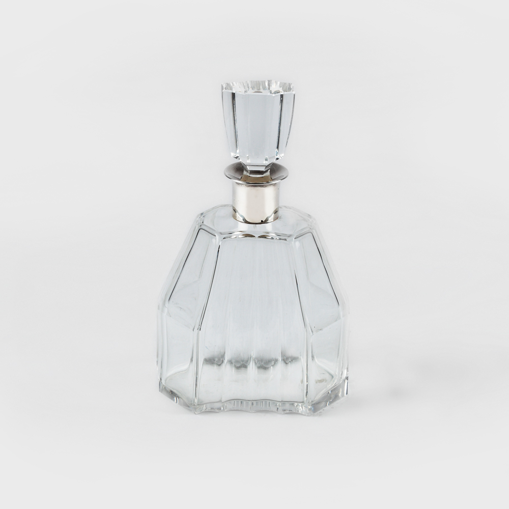 Flacon Art Deco din cristal şi argint Wilhelm Binder, cca 1920