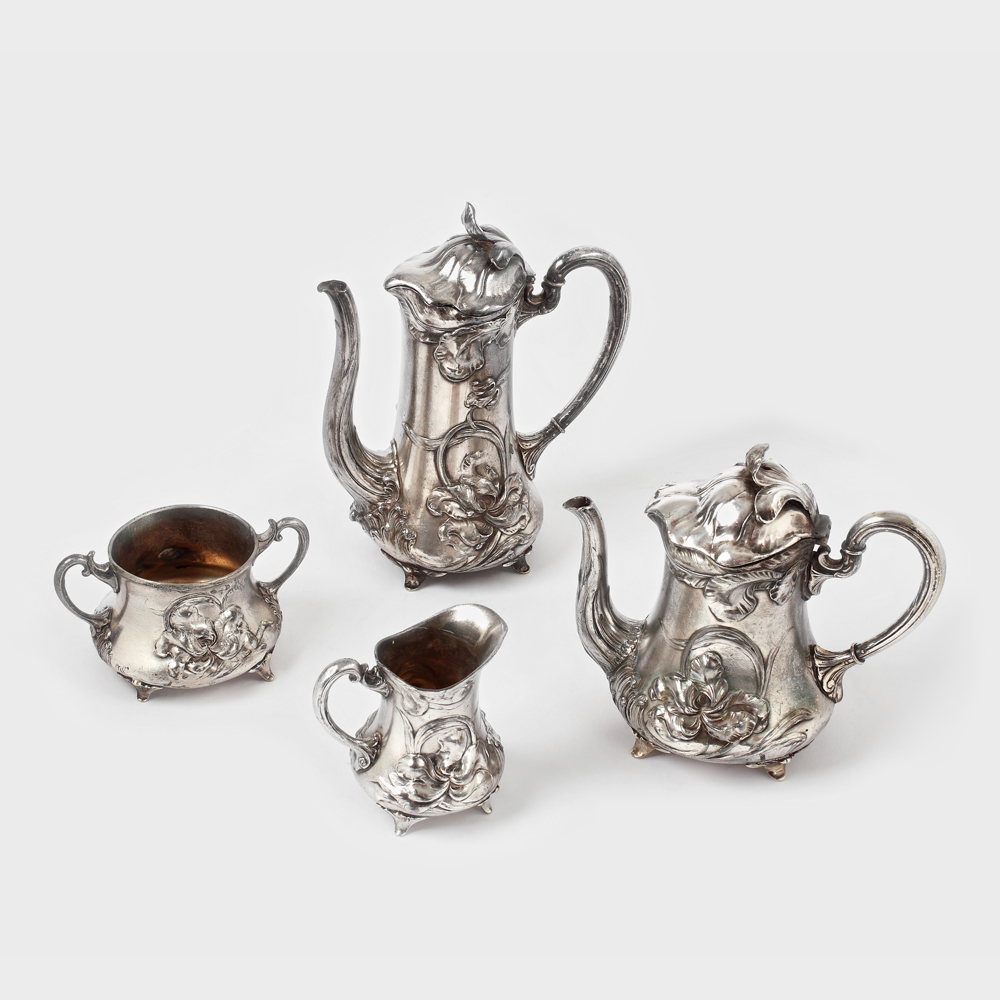 Serviciu Art Nouveau argintat WMF pentru cafea și ceai, 1905-1909