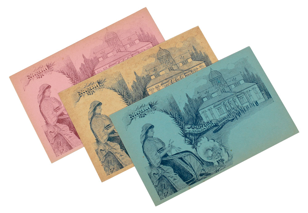Set format din primele cărți poștale românești, desenate de Constantin Jiquidi, 1894