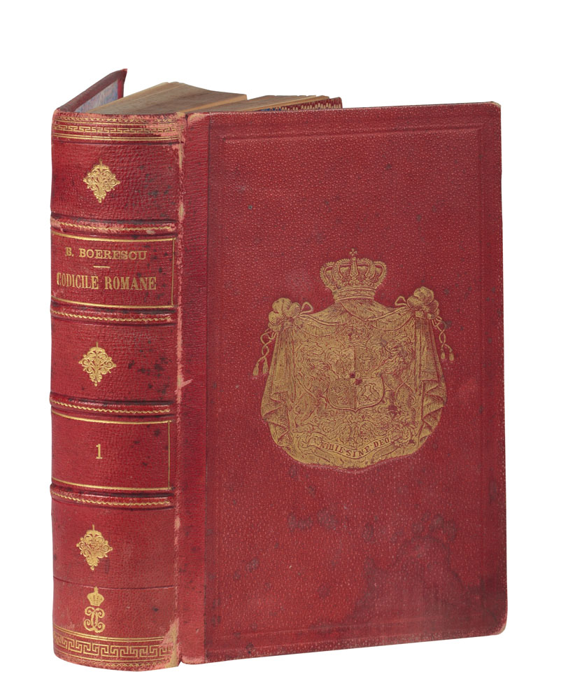 Vasile Boerescu, "Codicele Române", vol. I, București, 1873; exemplarul i-a aparținut regelui Carol I