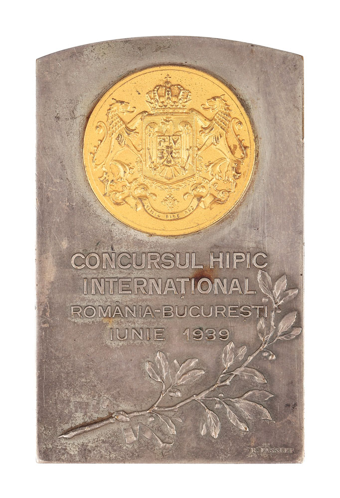 Placheta din argint a Concursului hipic internațional, 1939
