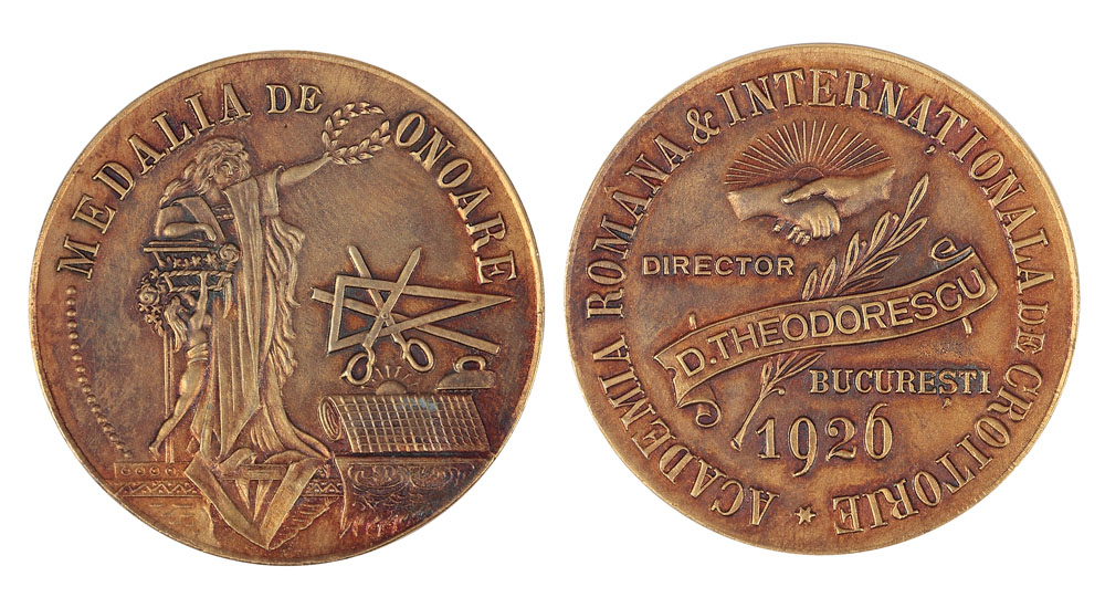 Medalie Academia Română și Internațională de Croitorie, 1926