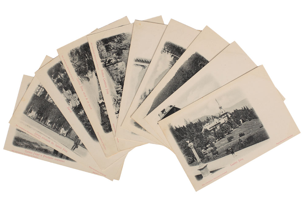 Set de 10 cărți poștale ilustrate, cu imagini din Sinaia și ale Castelului Peleș, Colecțiunea Stăuceanu&Onofrei, 1900