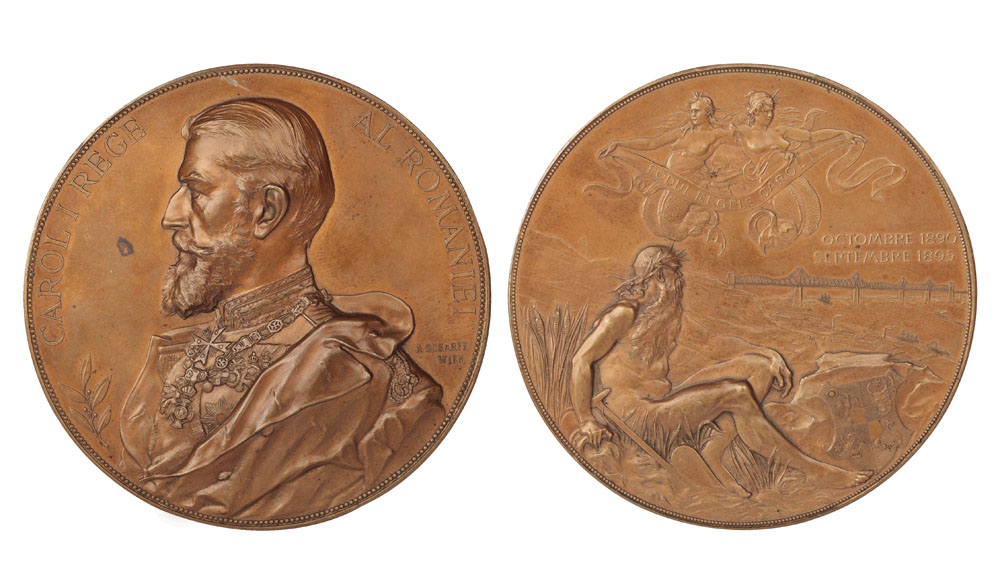 Medalie "Podul de la Cernavodă - Carol I", sculptată de Anton Scharff, 1895