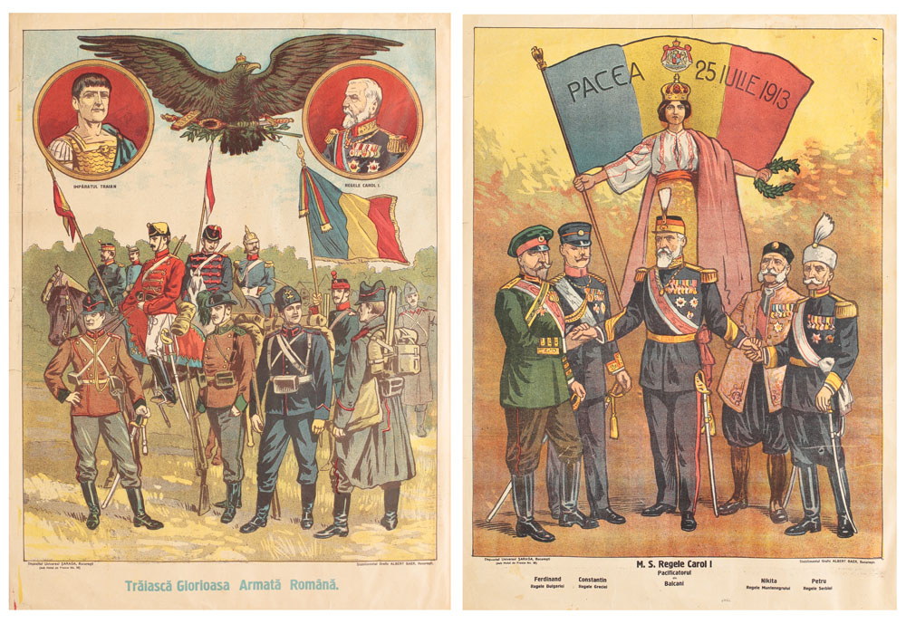 Set de 2 cromolitografii "Pacea de la București 1913"