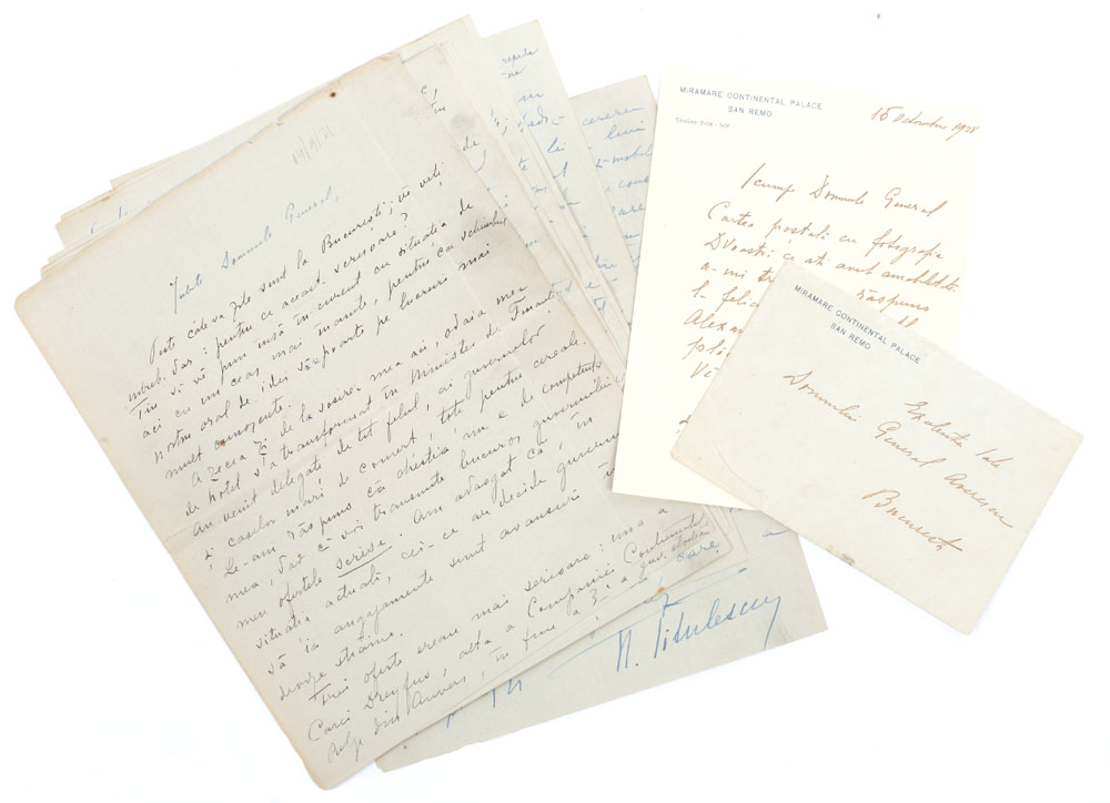 Set 2 scrisori ale lui Nicolae Titulescu către generalul Alexandru Averescu, 1921 şi 1928