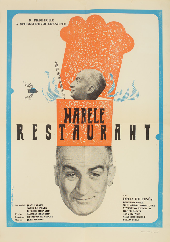 Afişul filmului "Marele restaurant" - 1966 (pictat de Mihu Vulcănescu)