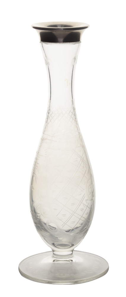 Solifloră din cristal și argint, decorată cu peisaj gravat
