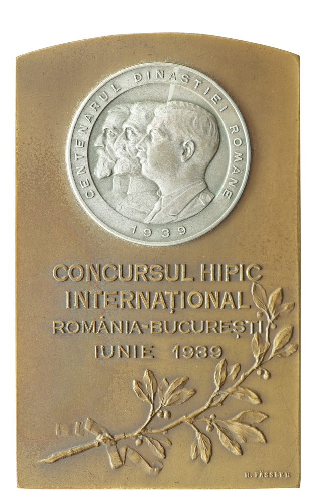 Placheta Concursului Hipic Internaţional România, sculptată de Robert Fassler, 1939