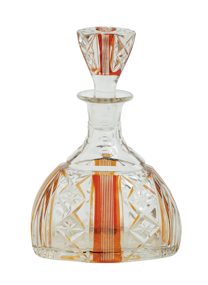 Carafă de navă, boemiană, pentru whiskey