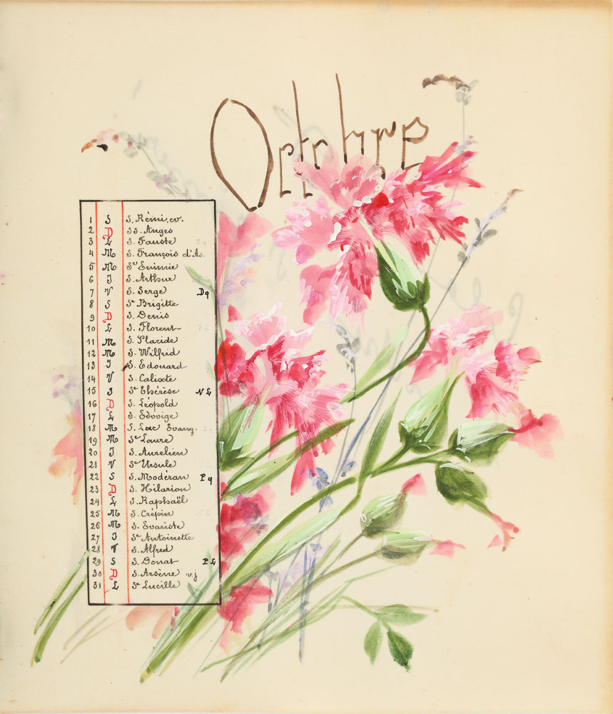 'Garofiţe' (pagină de calendar cu motivul floral al lunii Octombrie 1898)