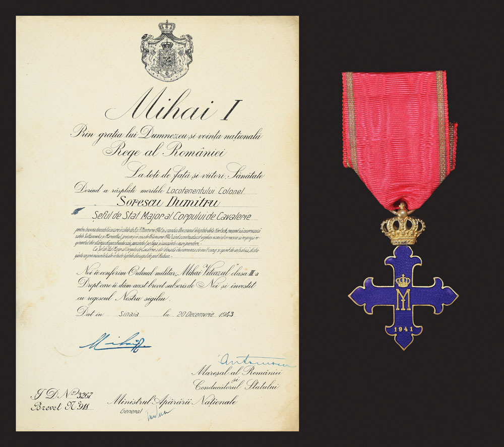 Ordinul Mihai Viteazul, Clasa a III-a, model 1941, cu brevet