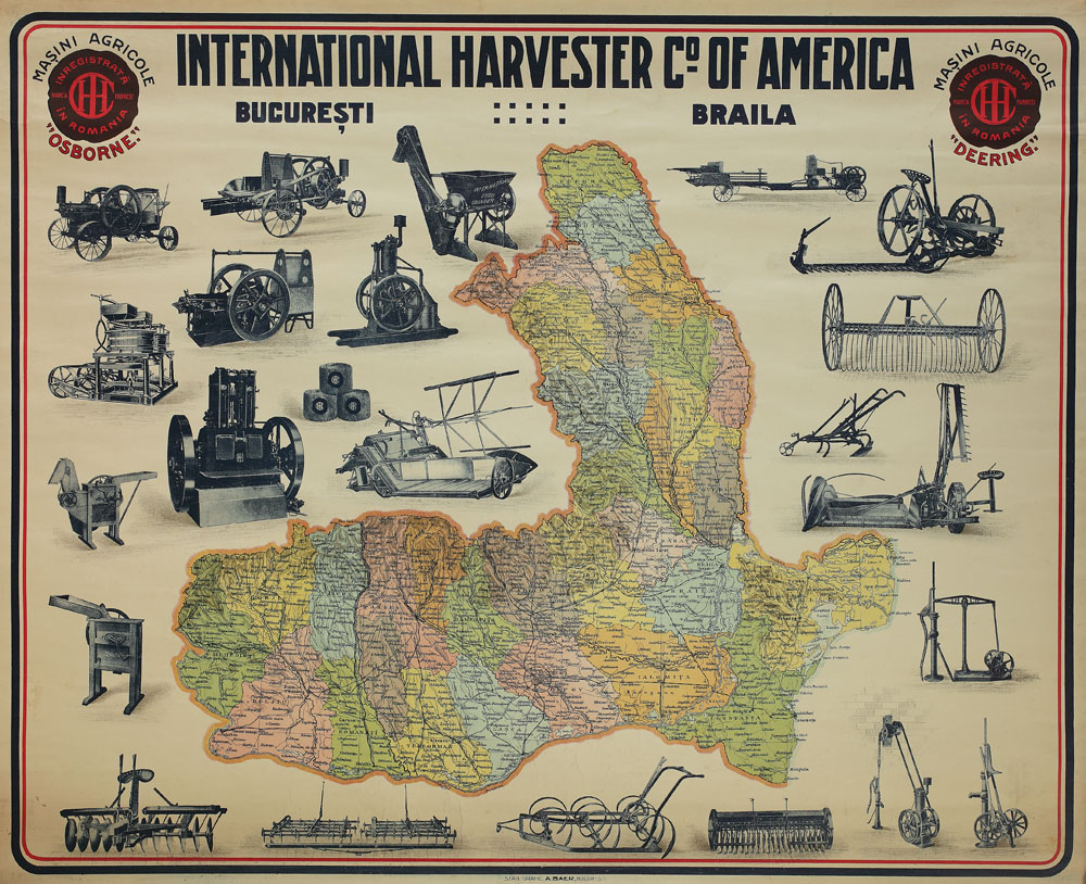 Afiş publicitar al comerciantului american de unelte agricole International Harvester