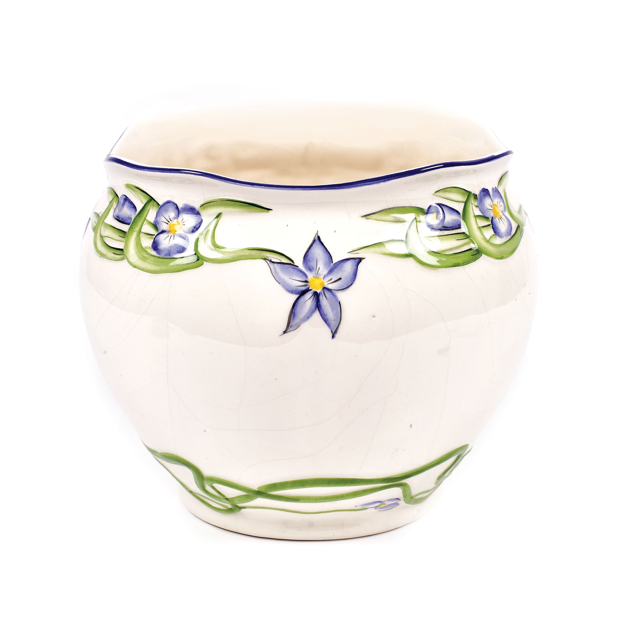 Cache-pot de inspirație Art Nouveau, cu motive florale