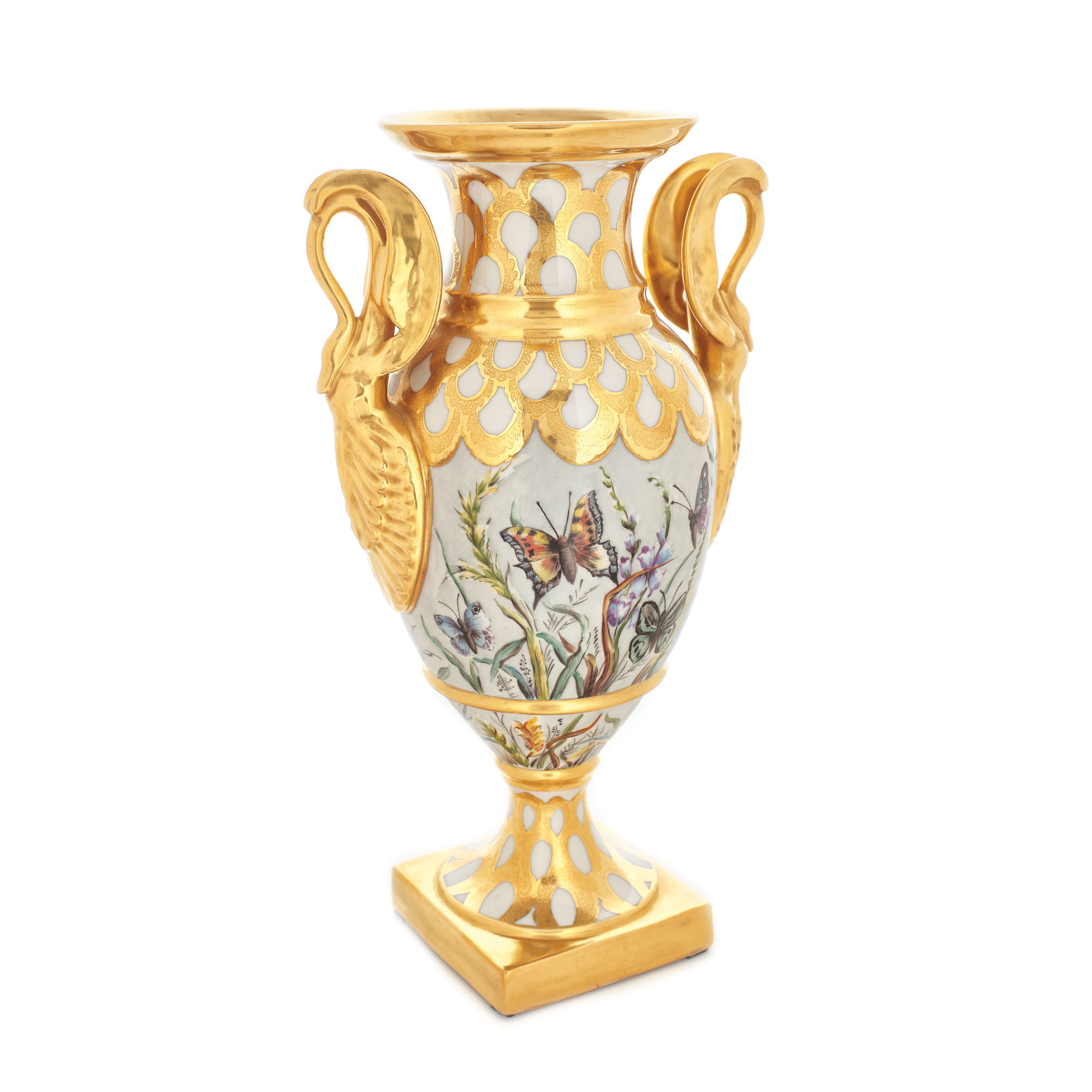 Vas din porțelan Limoges, cu decor floral