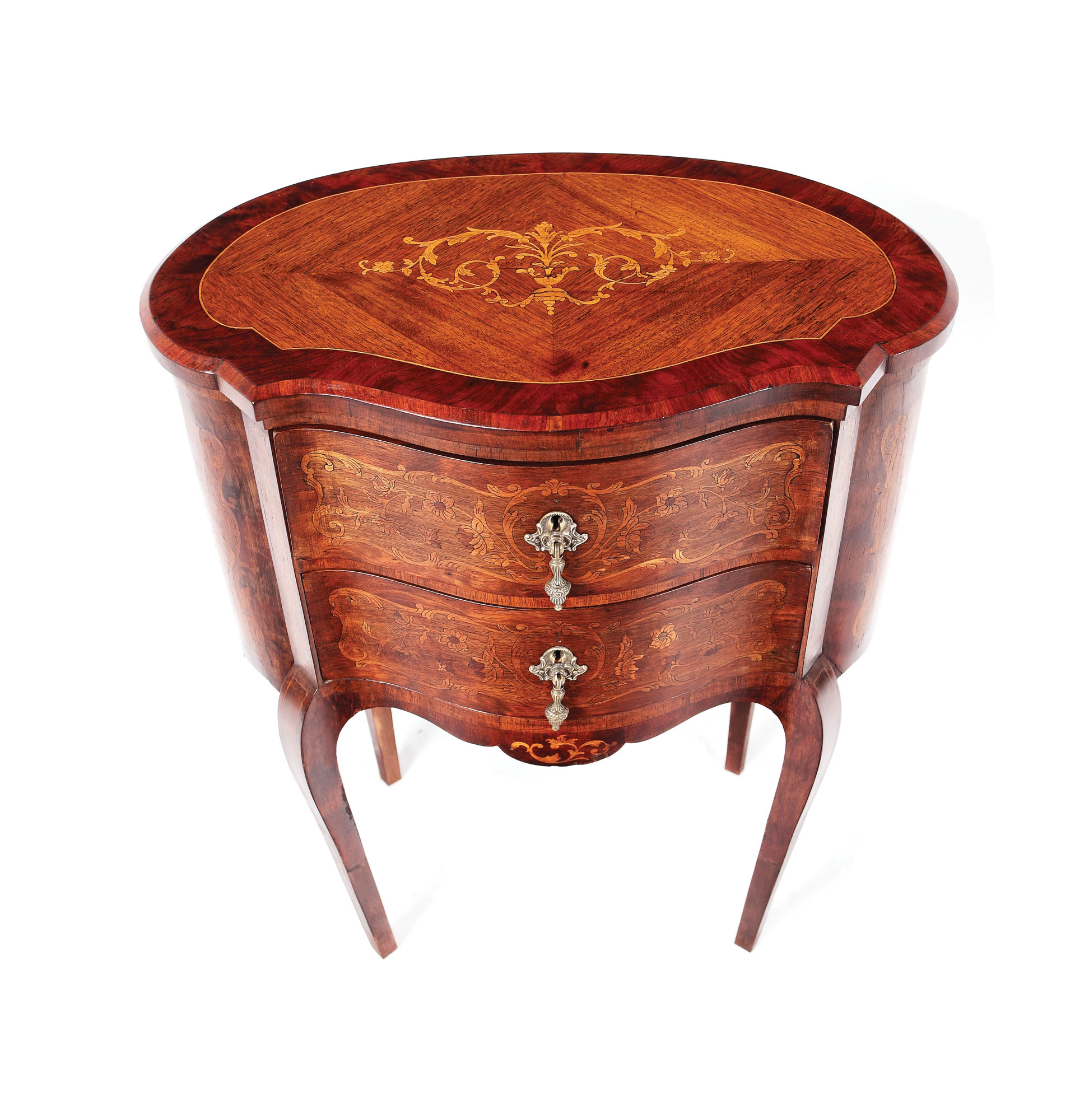 Mică comodă din lemn marchetat, în manieră Louis XV