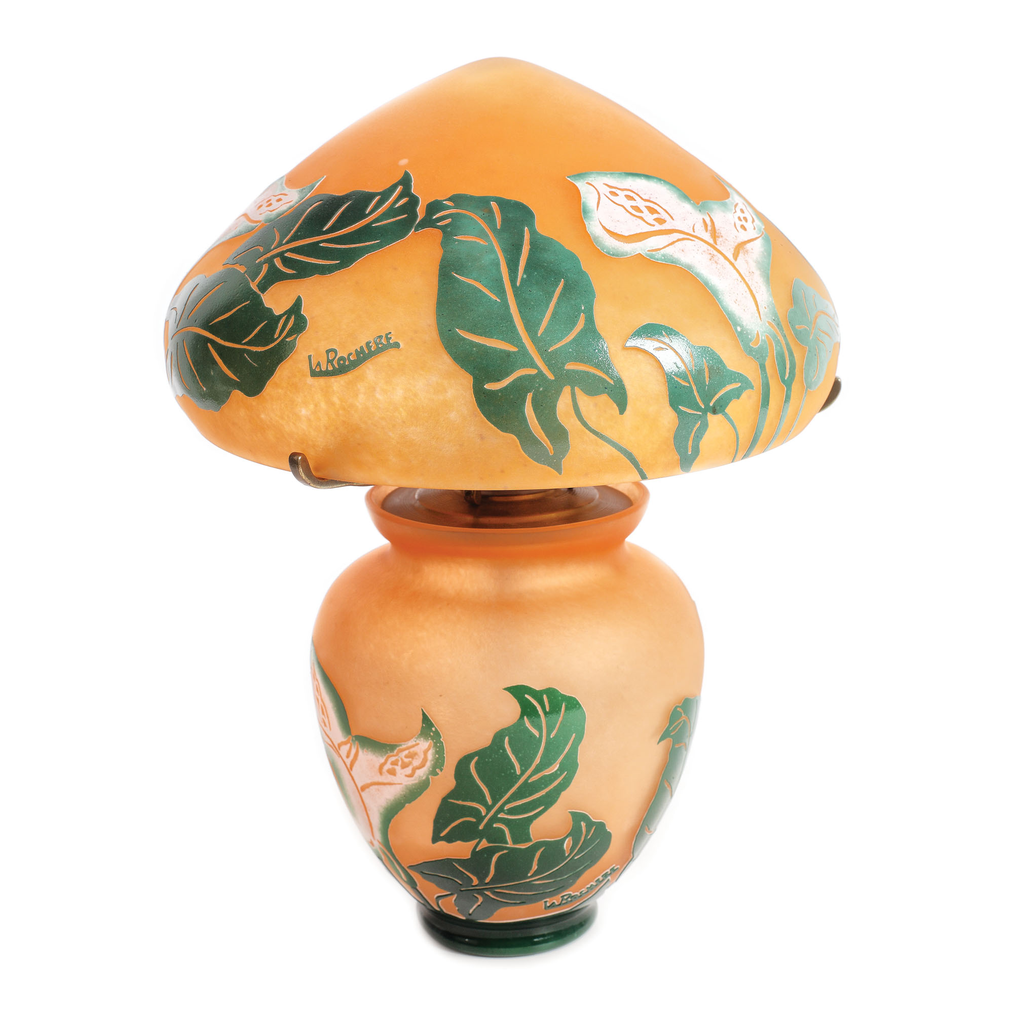 Lampă Champignon, cu decor pâte de verre, semnată La Rochère